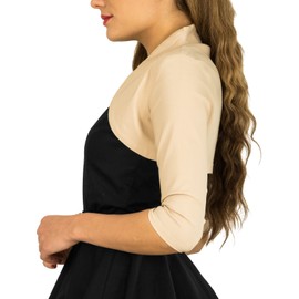 BlackButterfly Tailored 3/4 Sleeve Bolero (Champagne, US 6)