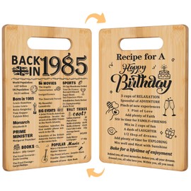 40th Birthday Gifts for Women Men,Back in 1985&Recipe for A Happy Birthday Double Sided Cutting Board Present for Her Him,40th Bday Gift Ideas,Cool Presents for 40 Year Old Woman
