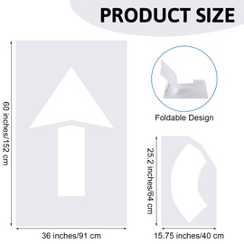 Feifeiya 2 Pcs Parking Lot Arrow Stencil 60 Inch Pavement Stencils Foldable Straight & Turn Combo Arrow Kit for Parking Lot and Pavement Lines, 60" x 36"