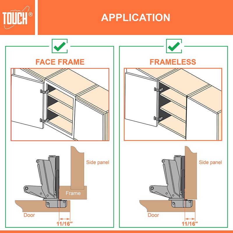 TOUCH Cabinet Hinges (1 Pair, 2 PCS) Face Frame 165