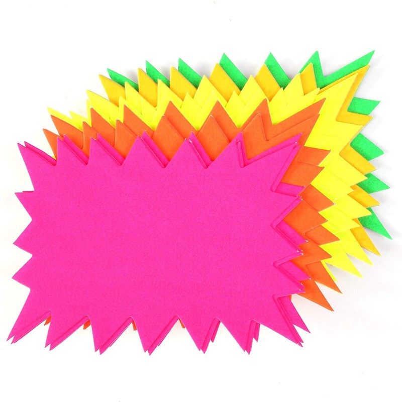 120 x neon flourescent stars - 10cm x 7.5cm [