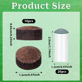 20pcs Slip On Pool Cue Tips and 10 Leather Pool Cue Tips 0.47 Inch Billiard Pool Cue Tips Pool Cue Tips Replacement Kit for Snooker and Pool Cues
