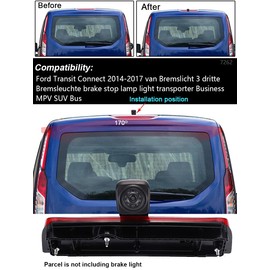Third 3rd Brake Light Backup Camera Top Mount Rear Light Lamp Reverse Camera+7" LCD Monitor Replacement for Ford Transit Connect 2014-2017 Transporter