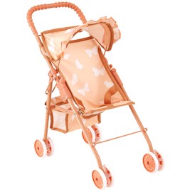 My First Baby Doll Stroller for Toddlers 3 Year Old Girls, Little Kids | Folding Baby Stroller for Dolls, Toy Stroller for Baby Dolls with Bottom Storage Basket, Foldable Frame, Canopy, Seatbelt