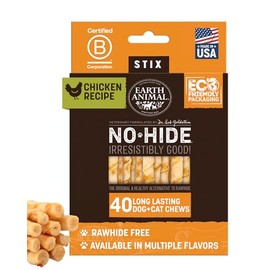Earth Animal No Hide Stix - Long Lasting Rawhide Free Small Dog Chews Sticks, Chicken - 40 Count Extra Value Pack