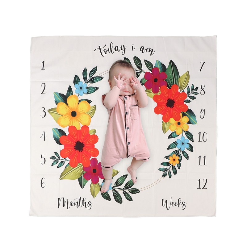 Baby Monthly Milestone Blanket Innovative Decorative Garland Pattern Newborn Photography