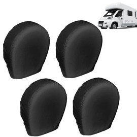 4Pcs Tire Covers, Outdoor Black Waterproof and Dustproof Heavy Duty Tire Cover, Anti-UV wheel tire cover for RV Trailer Camper Truck Motorhome, Universal Fits 24"to 32" Tire Diameter