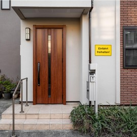 Safety Sign "Einfahrt freihalten!", Pack of 2, 30 x 20 cm, 1 mm Thick PVC Sign with Drilled Holes, Exit Parking Prohibited Sign for Indoor and Outdoor Use, Exit Parking Prohibition Sign