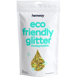 Hemway Eco Friendly Biodegradable Glitter 100 g / 3.5 oz Organic Cosmetic Safe Sparkle Vegan for the Face, Eyeshadow, Body, Hair, Nail and Festival Makeup - 1/8 Inch 0.125 Inch 3 mm - Gold Holographic