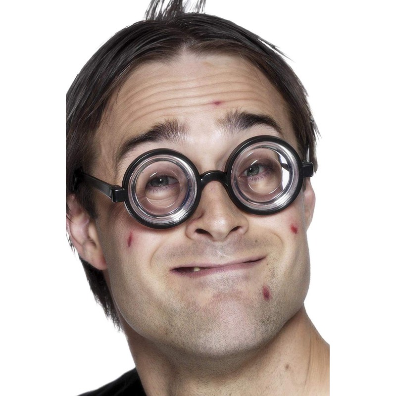 LR Supplies Black Nerd Glasses Round Thick Geek Fancy Dress