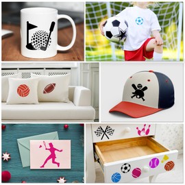 JSRQT Pack of 25 Ball Stencils for Painting, Football Basketball Volleyball Baseball Stencils Painting Reusable Plastic Stencils Templates for DIY Diary, Wood, Canvas, 5 Inches