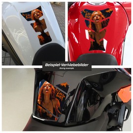 Tankpad X509955VA Motorcycle Protective Sticker Psycho B Cute Woman Orange Blue