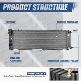 Auto Dynasty Radiator Compatible with 1991-2001 Jeep Cherokee 4.0L, Aluminum Radiator, 1-Row Radiator w/Transmission Oil Cooler, Natural Black/Metallic, DPI 2340