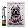 Breeze Decor Patriotic Black Pitbull Garden Flag Set with Stand