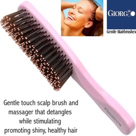 Giorgio GIO1-2P Pink Set of 2 Gentle Touch Detangler Hair Brush for Men Women and Kids. Soft Bristles for Sensitive Scalp. Wet and Dry for all Hair Types. Scalp Massager Brush Stimulate Hair Growth