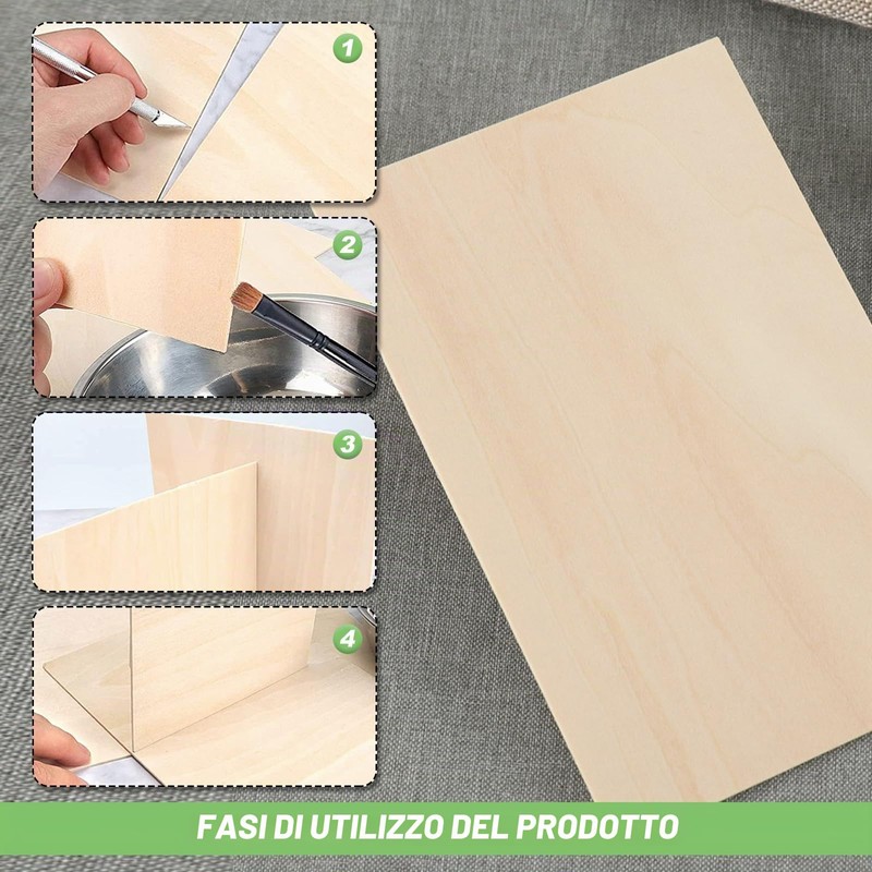 Eteamcan - Lot de 10 fogli di legno di tiglio