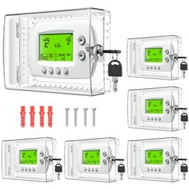 6 PCS TRJ Thermostat Lock Box with Key, Clear Thermostat Cover with Lock for Thermostat on Wall, Lockable Thermostat Lock Box Cover, AC Lock Box Cover with Key Fit Thermostats 5"H x 6.3"W or Smaller