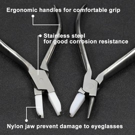 SPEEDWOX Eyeglasses Frame Pliers 6 Inches Round Nose Nylon Jaw and Flat Nose Adjusting Eyeglass Arms Frame Plier 2 Pieces Set Glasses Repair Assembling Tools Glasses Nose Pads Arm Pliers