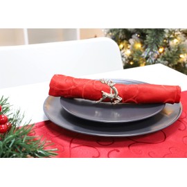 Christmas Concepts® Set of 4 Gold Napkin Rings – Luxury Christmas Serviette Holders – Table Settings (Reindeer)