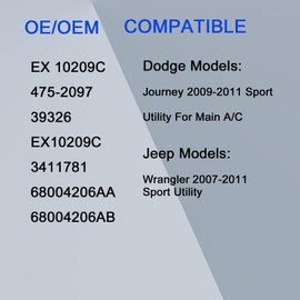Tsakanabee EX 10209C A/C Expansion Valve Car Air Condition Replacement for Dodge Journey 2009-2011,Jeep Wrangler 2007-2011 Sport Utility