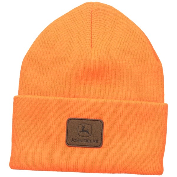 John Deere Men's Standard Solid Beanie, Orange, One Size