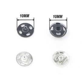 Leekayer 10 mm Metal Press Button for Sewing Clothing Black Silver Sew-on Snap Buttons 72 Sets Brass Snap Fastener Buttons 0.39 inch