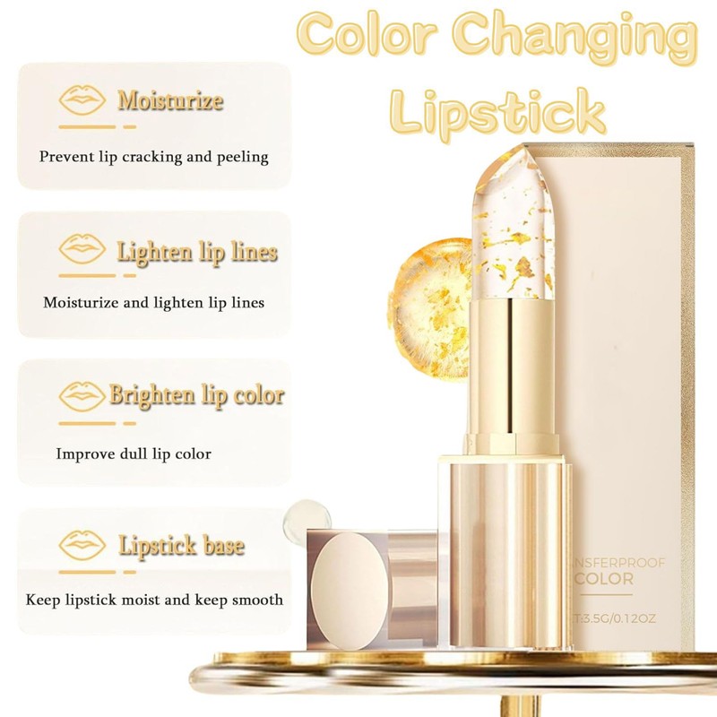 2PCS Transferproof Color Changing Lipstick,24H Long Lasting Moisturizing Glossy Lip
