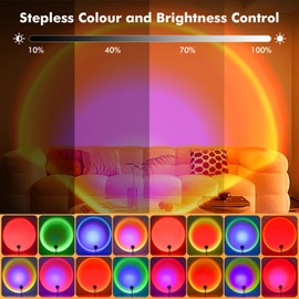 Sunset Lamp,RGB Sunset Light for Home Decor,360° Rotation Sunset Lamp Projector with Smart App,Romantic Visual Mood Lamp for Photography and Vlog,Sunset Projection Lamp for Party and Festival Gifts
