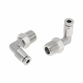 RATCHROLL Push to Connect Air Fittings 5/32" 90 Degree Air Line Quick Joint 304 Stainless Steel 1/4"BSPT 2 Pcs Silver Tone