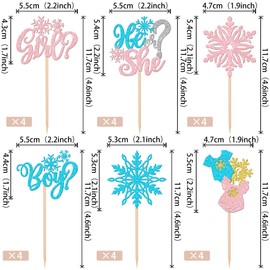 24 piezas de adornos de copos de nieve para niño o niña, diseño de copos de nieve para decoración de pasteles de copo de nieve para niños o niñas, decoración de pasteles de copo de nieve para bebés y fiestas de cumpleaños