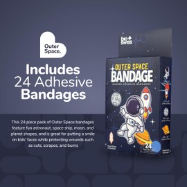 BioSwiss Bandages, Outer Space Shaped Self Adhesive Bandage Set, Latex Free, Sterile Wound Care, 24 Count