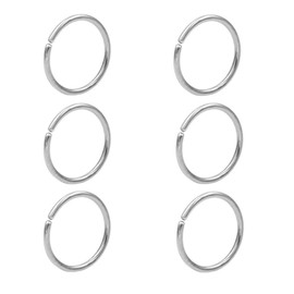 Silver Nose Rings Hoop 12mm Septum Rings for Men 20 Gauge Helix Earring for Conch Rook Earlobe Piercing Men's Nose Ring 20g Lip Rings 6pcs