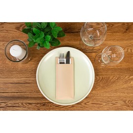 Mank Cutlery Bag 85 x 200 mm, with 2 Ply Tissue Napkin in White, Cutlery Cover, Cutlery Bag in Various Colours (Natural Brown, 100)