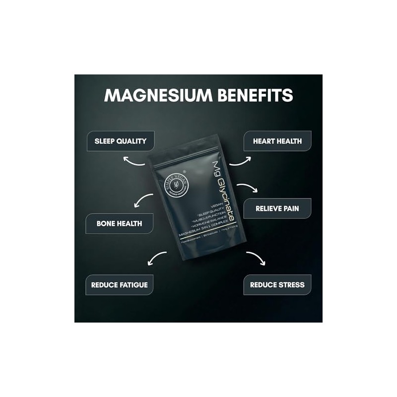 Vegan Magnesium Glycinate 1700mg | High Absorption Magnesium Bisglycinate |