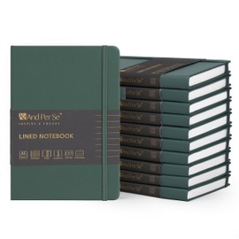 &And Per Se Lined Journal Notebook (10 Packs), 160 Pages, A5 5.7 x 8 inches College Ruled Thick Paper Notebook Journals for Writing, Hardcover Notebooks for Women Men Office School (Green)