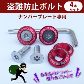 EVOLVERACING Anti-Theft Bolt Set for License Plates, Roadworthy (Red, Bolt Length 15mm)
