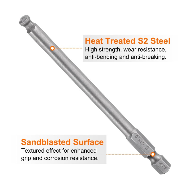 sourcing map Ball End Hex Screwdriver Bit 5mm (H5.0) Tip