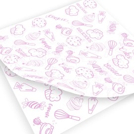 100 Hojas de Papel Grado Alimenticio Medida 30X30 cm Diseño de Reposteria
