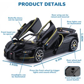 FRJV Car Toys for Boys 1 32 Diecast Cars Compatible with Tourbillon Collectibles Car Model Kit,Metal Toy Car for Boys and Girls,Pull Back Cars with Lights and Sounds,Cars for Kids Ages 3-5（Black）