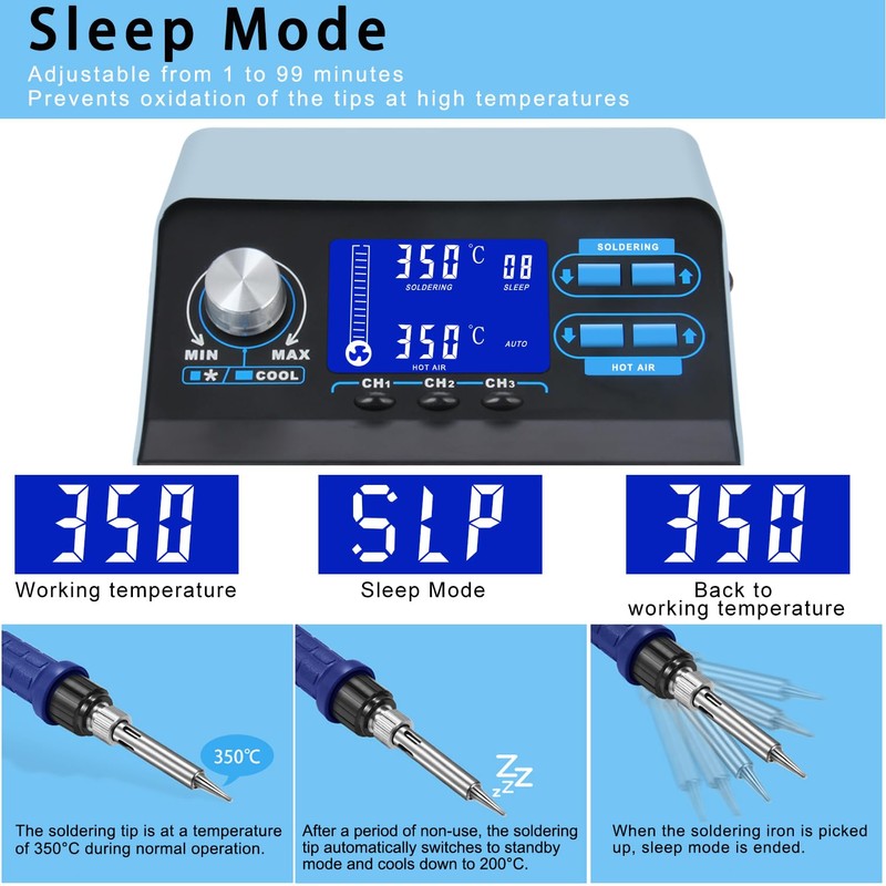 Preciva 992D+ 2-in-1 Soldering & Hot Air Rework Station with