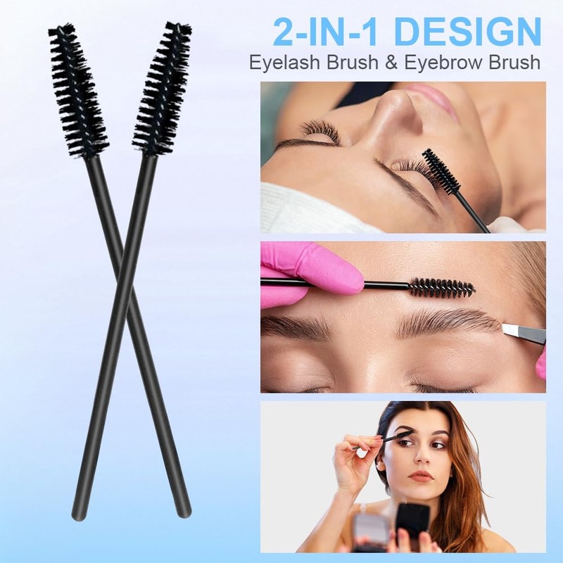 LOPHE 200PCS Disposable Eyelash Brushes, Mascara Eyelash Wands Brush Spoolies