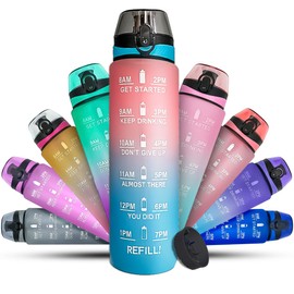 K-MART Sports Water Bottle, 1 Litre with Motivational Time Marking, Water Bottle, 1 Litre, Leak-Proof, BPA-Free, Non-Toxic, for Running, Cycling,