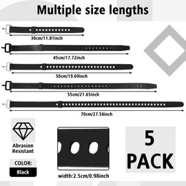 Sliner Black 5 Pack Utility Strap with Buckle 11.8'' 17.7'' 19.7'' 21.6'' 27.5'' Adjustable Rubber Industrial Tie Reusable Tension Strap Securing Gear Tightening Lashing Tool for Bike Luggage