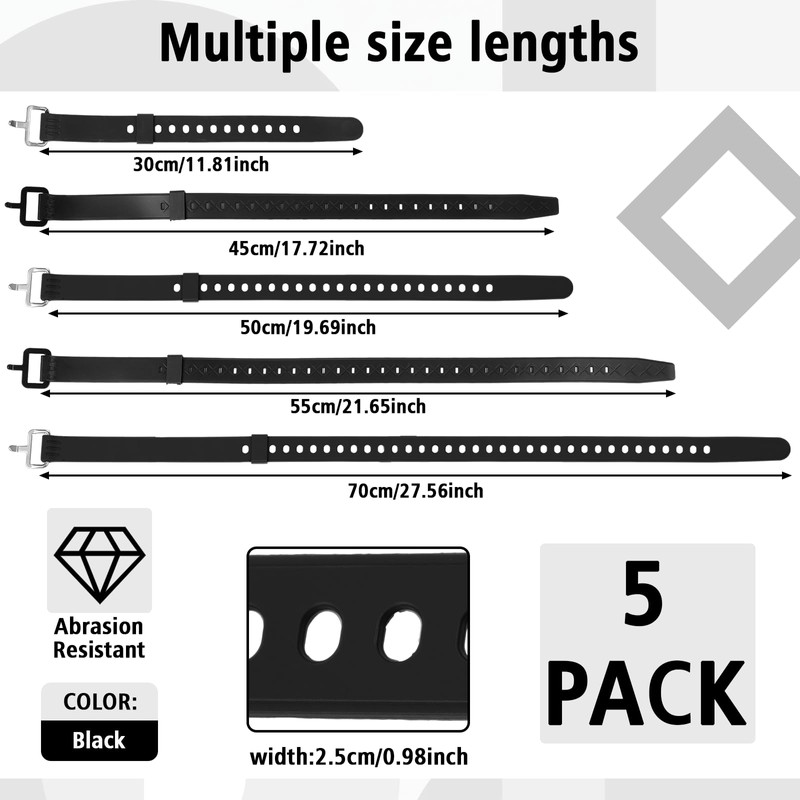 Sliner Black 5 Pack Utility Strap with Buckle 11.8'' 17.7''