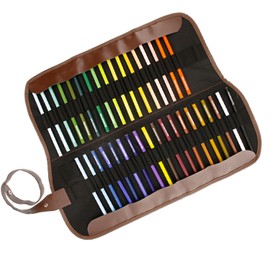 US Art Supply 72 Slot Pencil Canvas Folding Roll-Up Pencil Holder - Size: 19.3" x 15.3"