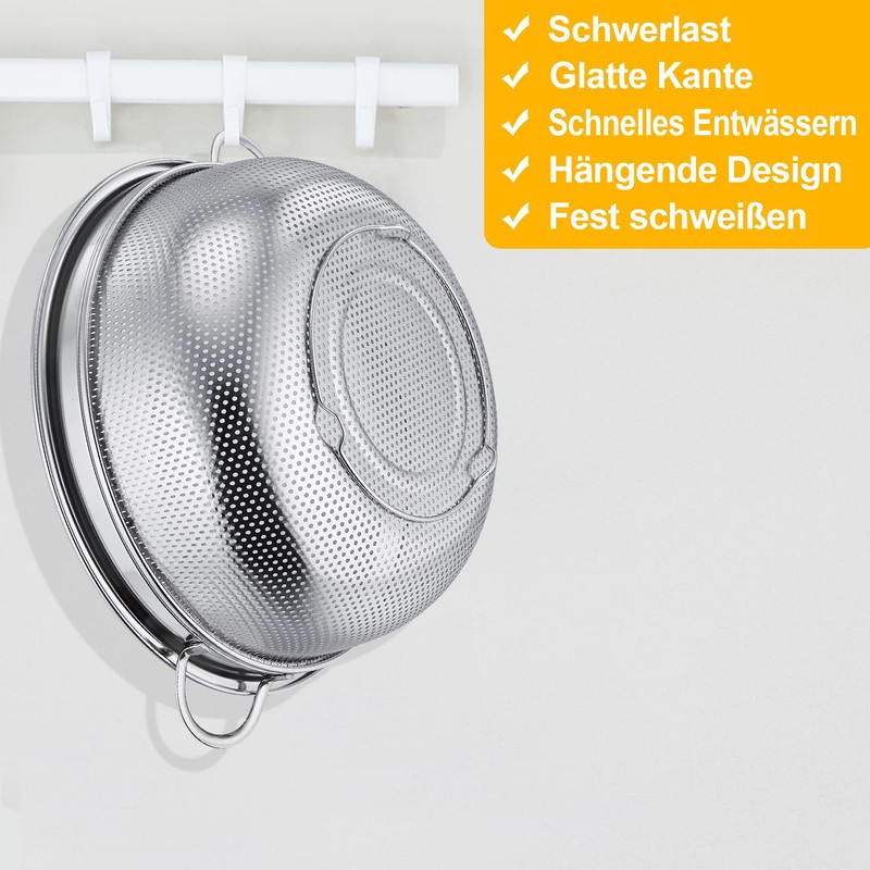 Onader Stainless Steel Pasta Strainer Kitchen Strainer with Handles, Metal