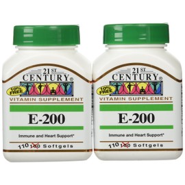 21st Century E 200 I.U. (Dl-Alpha) Softgels, 110 Count (Pack of 3)