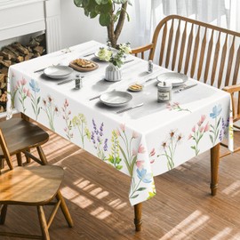 Artoid Mode Floral Leaves Spring Table Cloth, Rectangular 140x220 cm Summer Decorative Table Cover Protector For Party Home Table Decorations