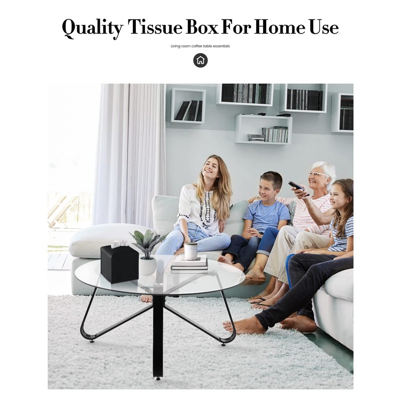 Tissue Box Cover, Jeethemy Square PU Leather Tissue Box Holder,