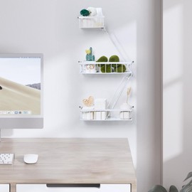 SweetSage Fire Escape Wall Shelf White - Modern New York City Wall Decorative Display Ladder Floating Shelves for Bedroom, Home Décor, Action Figure Display (2.5-Tier)